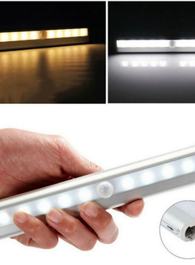 无线LED橱柜灯10个LED壁橱灯白色/暖白色红外感应小夜灯