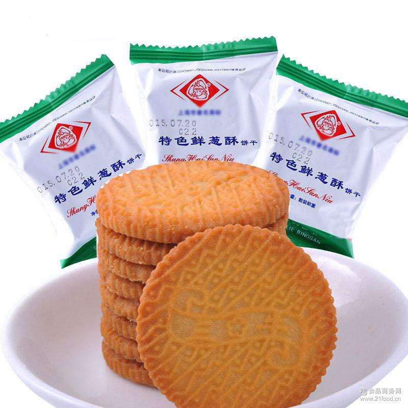 上海三牛特色鲜葱酥饼干 韧性葱香味整箱散装早餐糕点休闲小零食