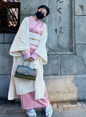 春秋款和服外搭纯棉针织长款羽织外套配件传统保暖外衣混搭风格女