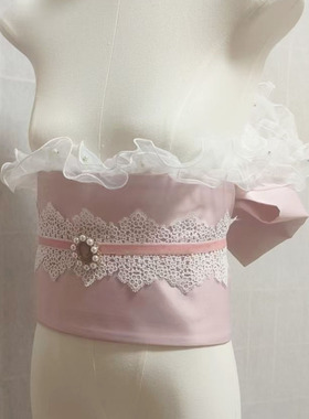 和服腰带配件四件套改良定型腰带蝴蝶结花边带蒂带扬蕾丝和洋风格