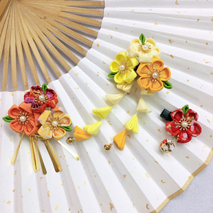 【多组花色】日系和风发饰细工流苏发簪蝴蝶结边夹头饰和服配件