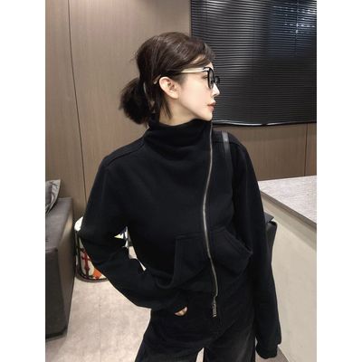 200斤大码欧货高领拉链卫衣外套