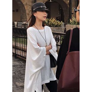 2026夏季新款韩版宽松中长款圆领纯色设计感百搭套头T恤女上衣ins