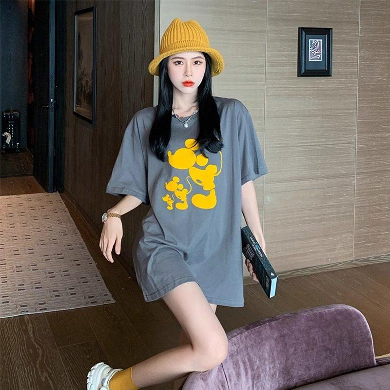 200斤大码灰色短袖t恤女夏季新款宽松中长款遮屁股下装消失体恤,女装/女士精品,T恤,淘宝优惠券,粉丝福利购,淘宝优惠卷