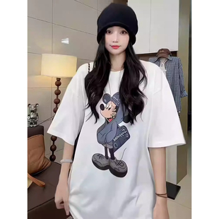 T恤女2026夏新款 米奇印花短袖 宽松oversize休闲上衣 韩版 200斤大码