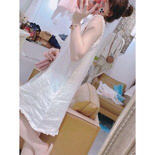 200斤大码韩系白色简约花边淑女风无袖连衣裙2025夏季新款裙子