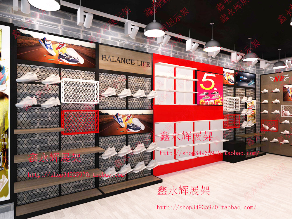 运动鞋架 品牌鞋架 专卖店鞋架 免费空间设计 新百伦新款鞋架