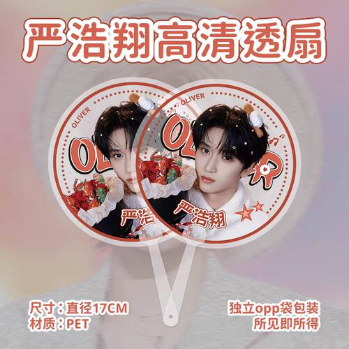严浩翔高清透手持圆形扇子周边