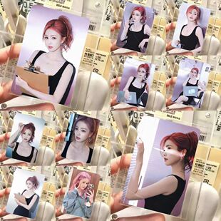55张白鹿专辑小卡新款ins风粉头发写真周边三寸圆角LOMO卡拍立得