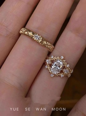 J15戒指伊甸园夜晚vintager中古枝叶缠绕调金闪钻戒指万缕藤蔓