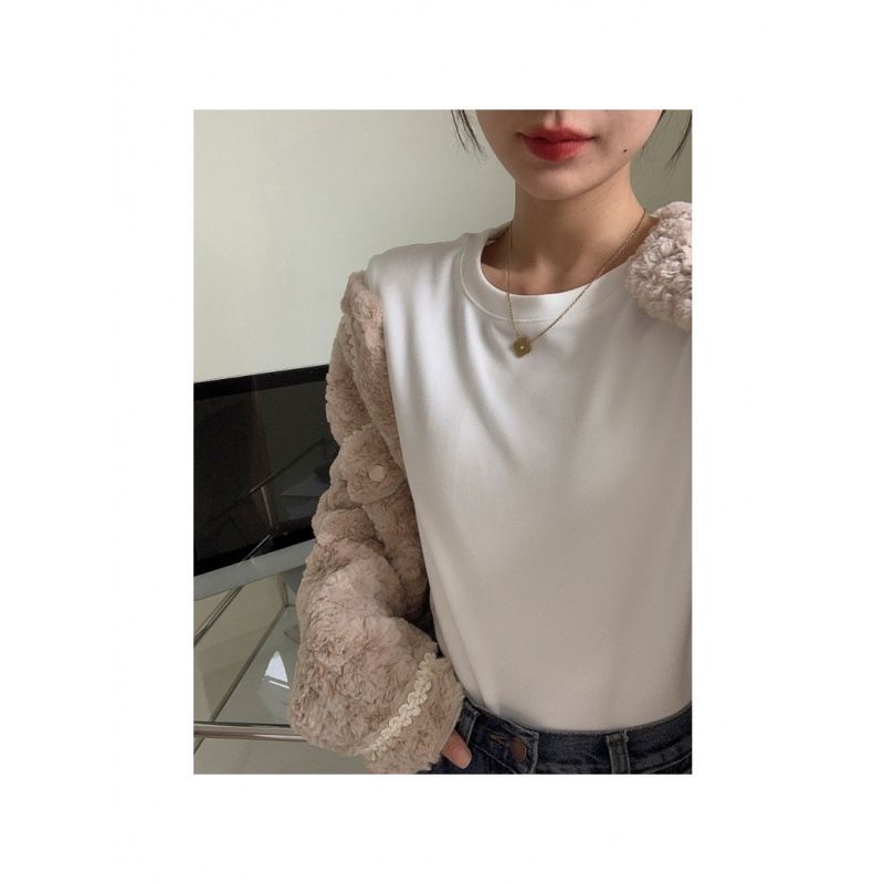 加厚德绒打底衫女秋冬双面磨毛保暖圆领修身洋气内搭长袖T恤上衣