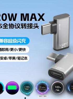 LDZM重磅新品120W超级快充mini款全协议PPS转接头适用华为oppo荣耀vivo小米一加三星PD100W笔记本弯头转接器