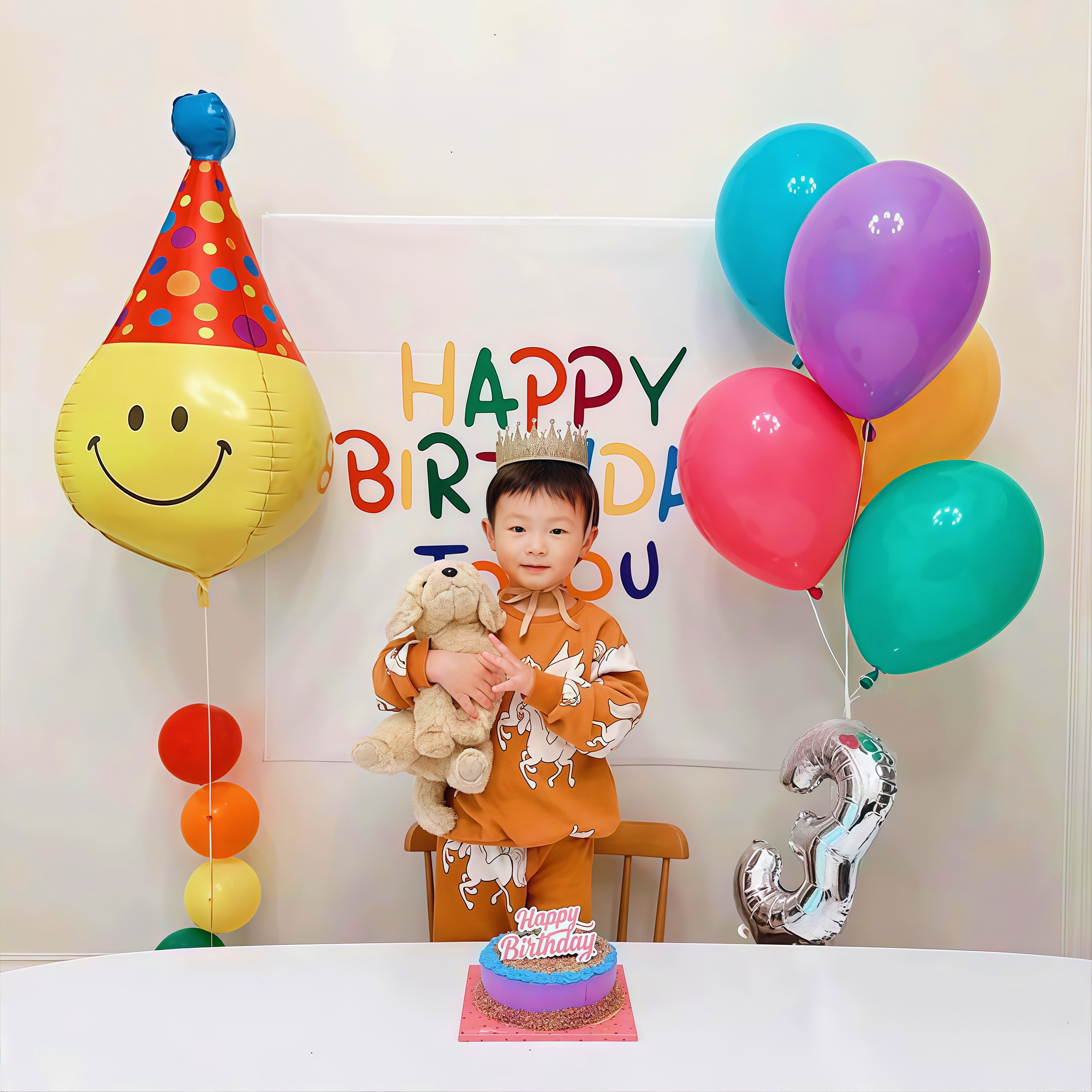 网红周岁生日气球场景布置装饰