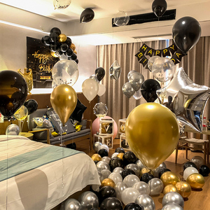 黑金生日18岁成人礼派对布置场景装饰酒店男朋友女生惊喜定制海报