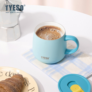 tyeso不锈钢保温杯陶瓷内胆办公室咖啡杯女士高颜值早餐马克杯子
