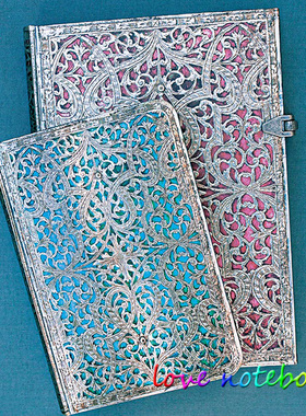 绝版paperblanks笔记本Silver Filigre古银窗花镶嵌图案记事本子