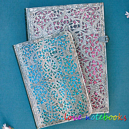 绝版paperblanks笔记本Silver Filigre古银窗花镶嵌图案记事本子