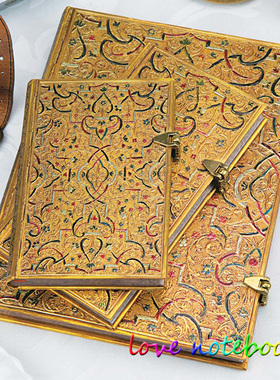 正品Paperblanks笔记本Gold Inlay金嵌体镶金图案复古精致记事本