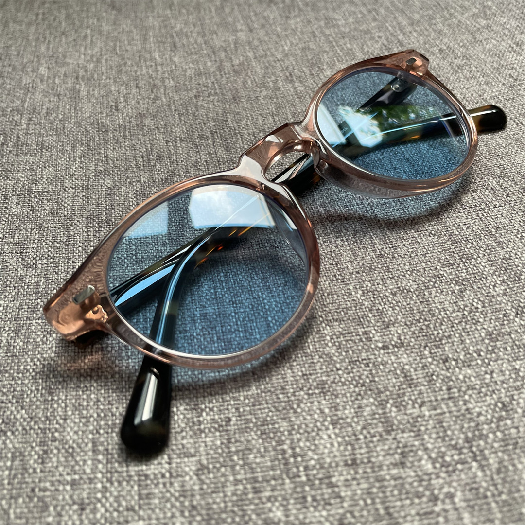 新款板材复古男浅色Vintage椭圆墨镜古着太阳镜女小脸个性夜视镜