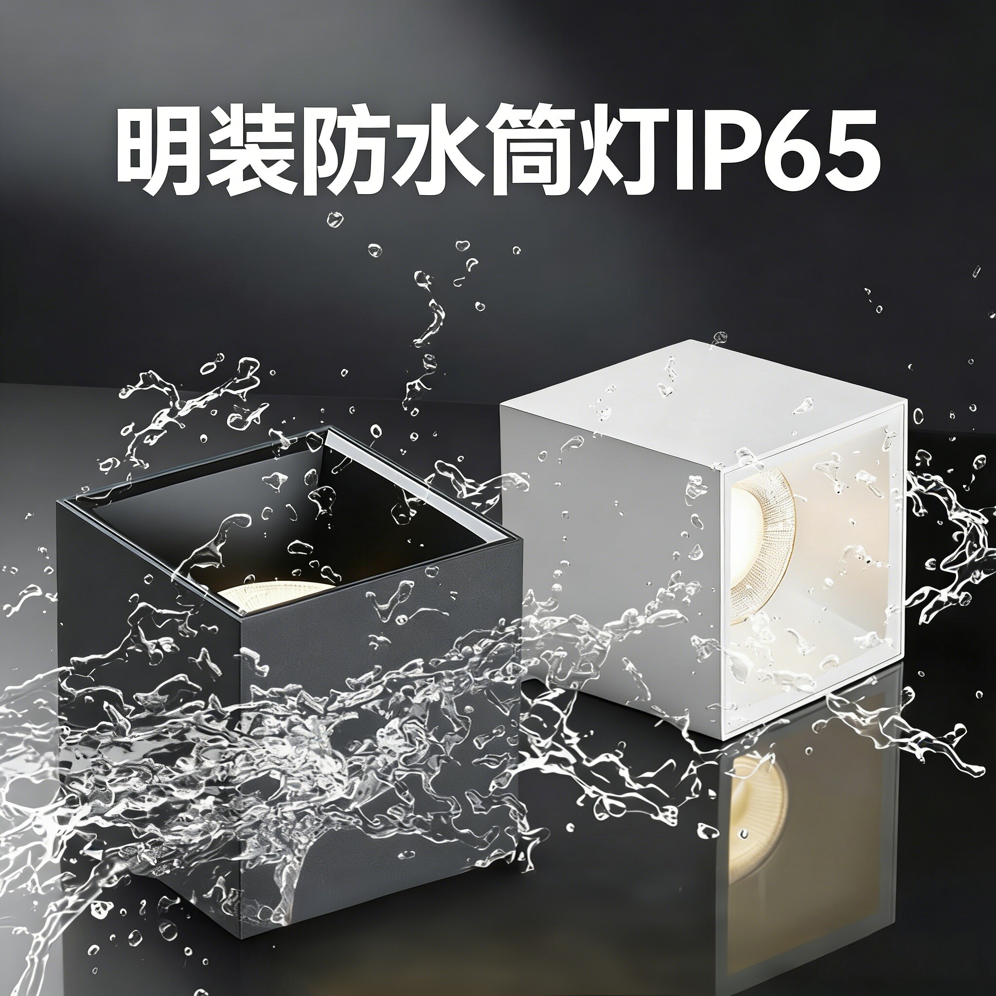 led方形明装防水筒灯室外门头阳台露台浴室酒店雨棚泳池户外射灯