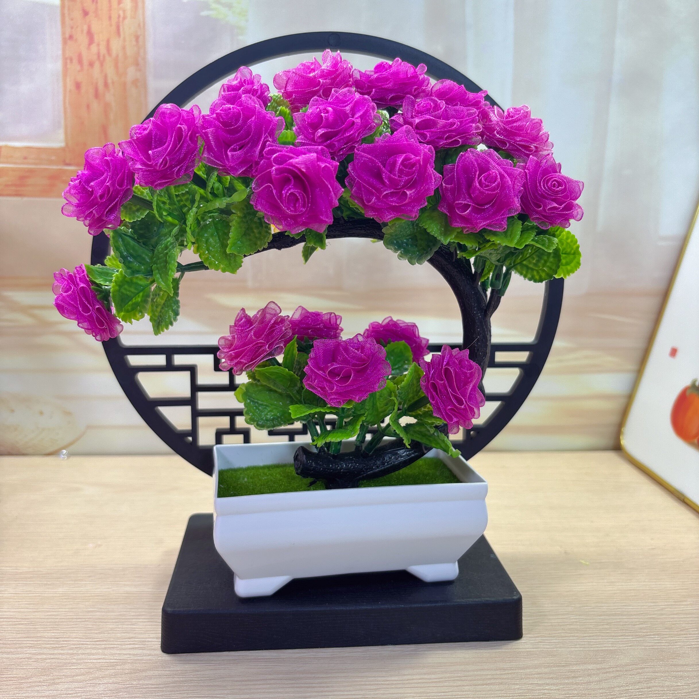 2.5厘米彩色雪纱带玫瑰月亮盆景DIY桌摆家居礼品制作材料送花盆