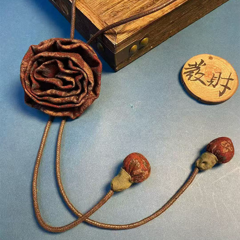 复古文艺手工编织玫瑰花可调节项链挂件长款连衣裙配饰可调节腰带