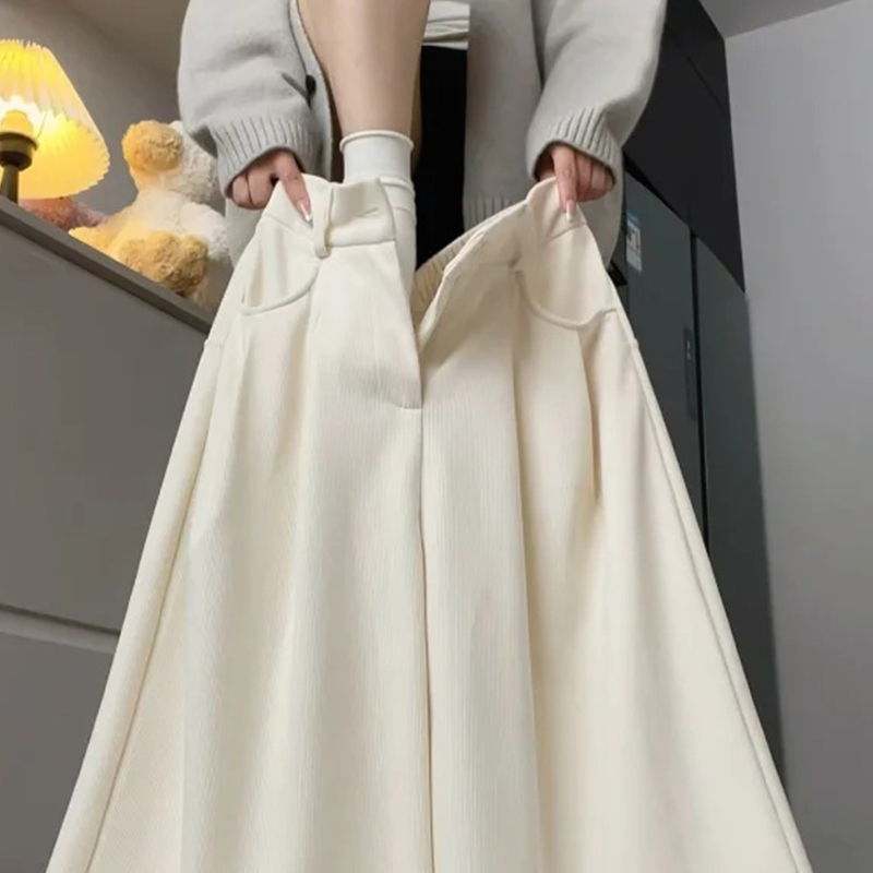 咖色阔腿裤女休闲加绒灯芯绒裤子