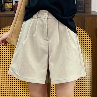 白灰棉麻工装短裤女夏季2026新款宽松显瘦休闲外穿运动黑色热裤