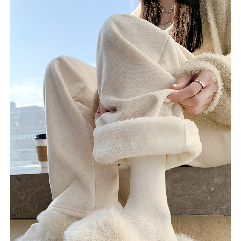 羊羔绒阔腿裤女2026新款春秋高腰显瘦加厚加绒冬季休闲直筒糯米裤,女装/女士精品,休闲裤,淘宝优惠券,粉丝福利购,淘宝优惠卷