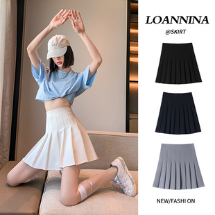 卡其色半身裙女百褶裙a字裙春夏2022新款 小个子短裙 高腰显瘦大码