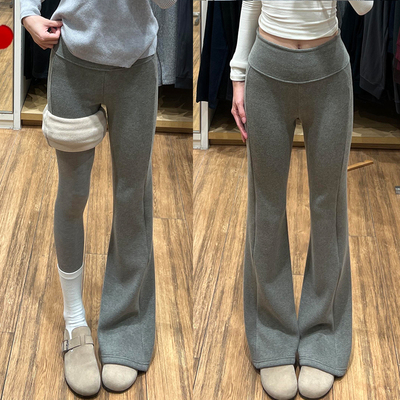加厚微喇裤女羊羔绒运动喇叭裤