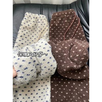 波点针织糯米裤2025新款女高腰显