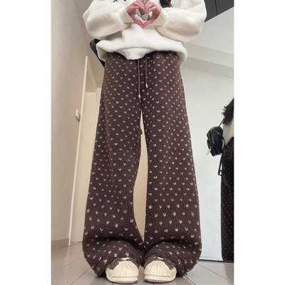 波点针织糯米裤2025新款女高腰显