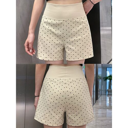 奶咖色波点运动短裤女夏季薄款
