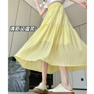胖mm高腰显瘦A字裙子 网纱蕾丝白色半身裙2025春夏季 新款 大码 女装