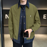 牛仔拼接假两件翻领夹克男潮牌设计感百搭外套JK2290-P110，男装夹克，电商D236（原A051）