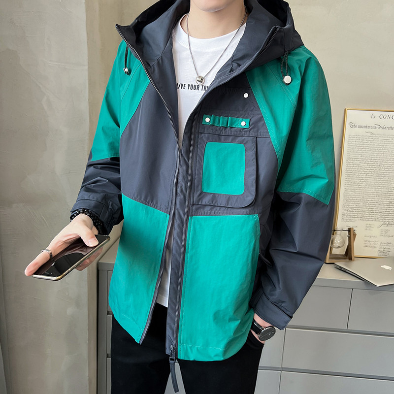 秋季夹克男2025新款高级感潮牌连帽冲锋衣外套JK771-P125,男装夹克,电商D236（原A051）