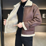 皮毛一体外套男装羊羔绒夹克冬季棉服男皮衣8809-P200，男装夹克，电商D236（原A051）