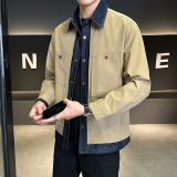 牛仔拼接假两件翻领夹克男潮牌设计感百搭外套JK2290-P110，男装夹克，电商D236（原A051）