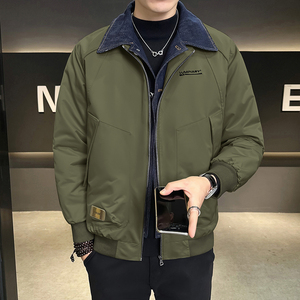 假两件牛仔拼接棉衣男装翻领冬季棉服2297-P135图片