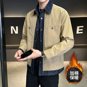 加棉加厚牛仔拼接外套男装二棉夹克JK2299-P130图片
