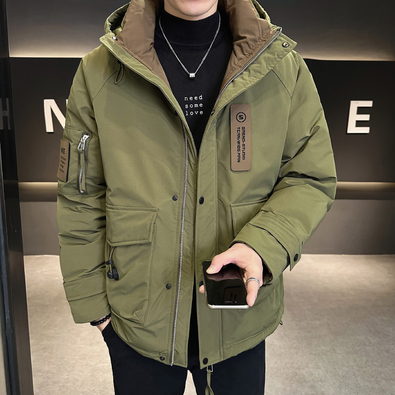 工装连帽羽绒服男装大码冬季外套YR210-P195图片