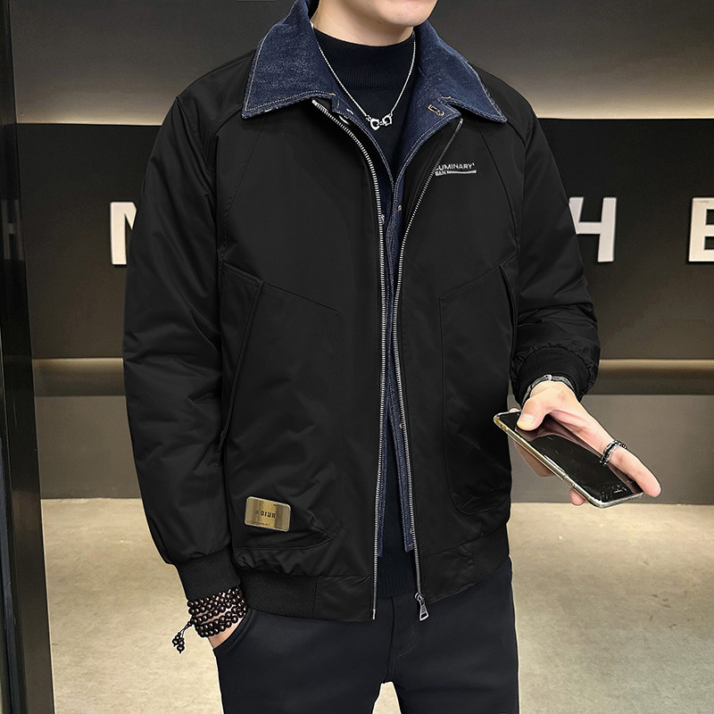 假两件牛仔拼接棉衣男装翻领冬季棉服2297-P135,男装棉衣,电商D236（原A051）