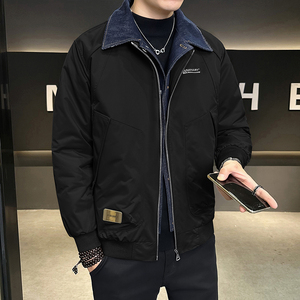假两件牛仔拼接棉衣男装翻领冬季棉服2297-P135图片