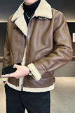 皮毛一体外套男冬季加绒加厚男士机车皮夹克9233-P210，男装夹克，电商D236（原A051）