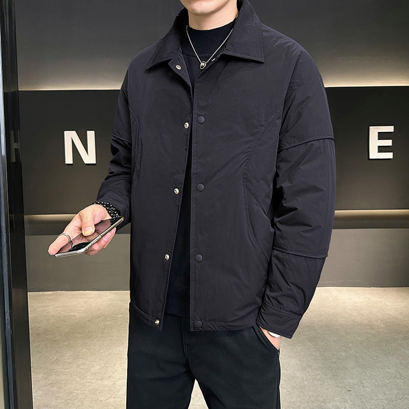 白鸭绒羽绒服男翻领纯色帅休闲百搭外套潮流YR800-P200图片