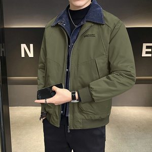 假两件牛仔拼接棉衣男装翻领冬季棉服2297-P135图片