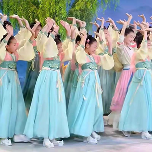 阮郎归初夏舞蹈演出服儿童古典舞采莲汉唐桃花笑古装汉服女童古风