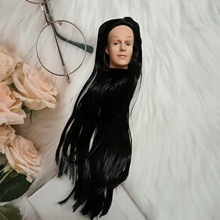 30厘米男娃瑕疵错印版男娃娃头 黑长发男娃娃头清仓处理