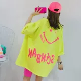 Очень большая летняя длинная тонкая футболка для отдыха, большой размер, средней длины, в корейском стиле, короткий рукав